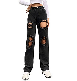 速卖通新款欧美直筒狂野性感夸张大破洞乞丐街头嘻哈休闲牛仔裤