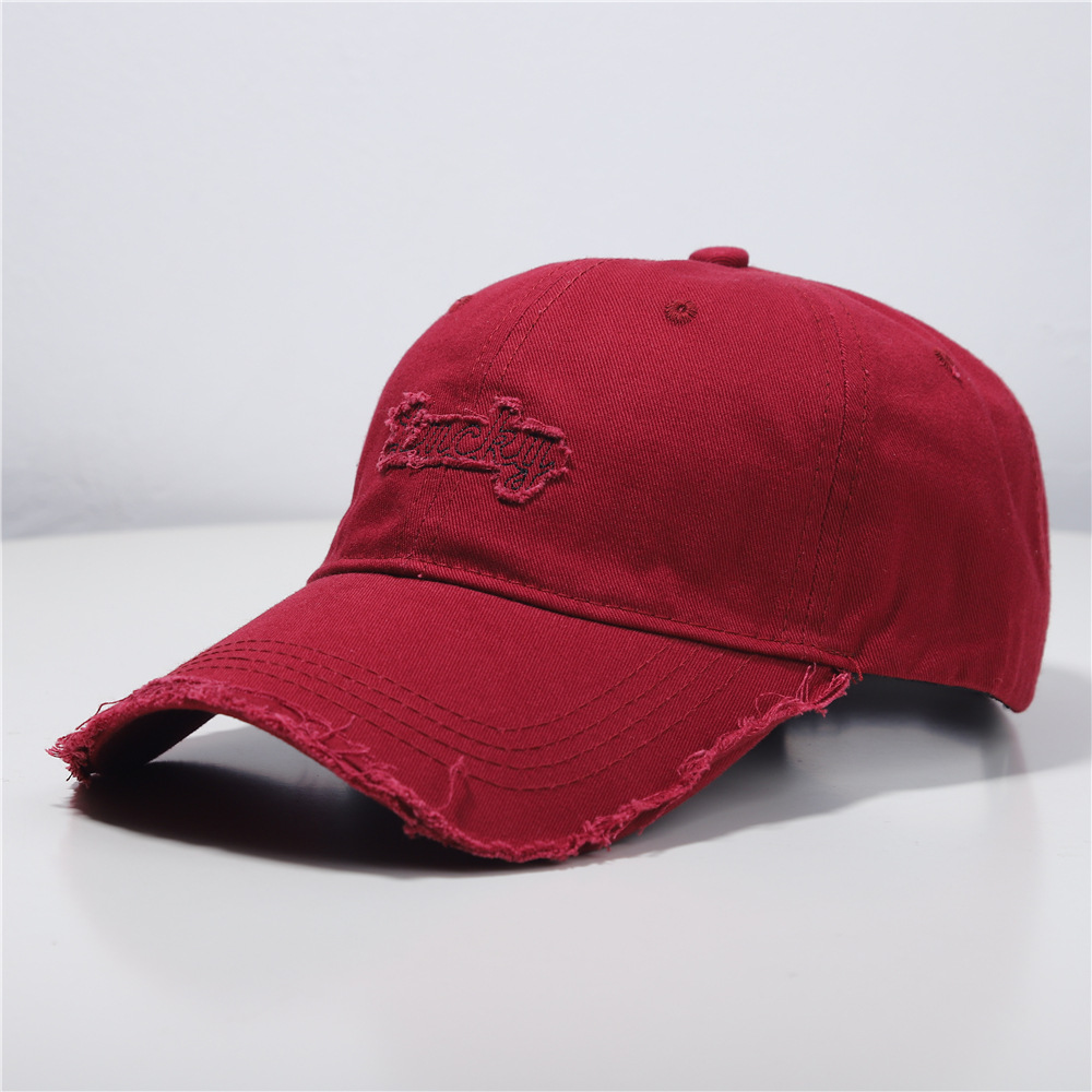 American-Style Letter Embroidered Ripped Baseball Cap for Women Spring and Summer 2024 New All-Match Casual Sweet Cool Personality Duck Tongue