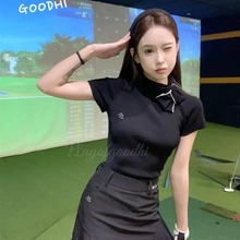 高尔夫服装女韩版高尔夫短袖女显瘦弹力golf短袖女套装女高尔夫裙