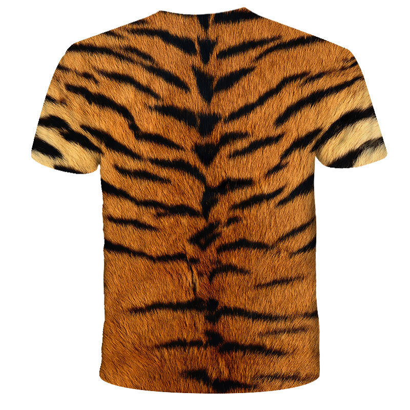 跨境外贸时尚老虎皮3d数码印花男女士休闲短袖大码上衣