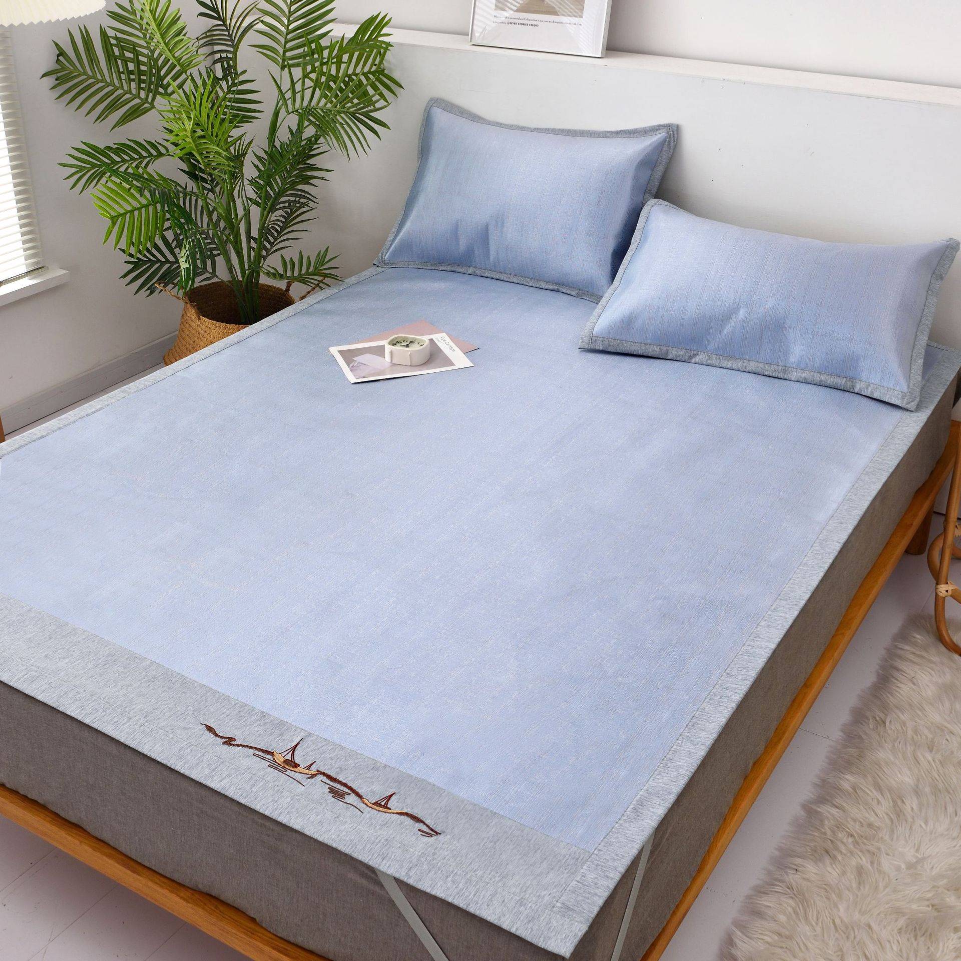 2020新款凉席可一件代发 冰丝席子加厚夏季礼品台州600d直角冰席