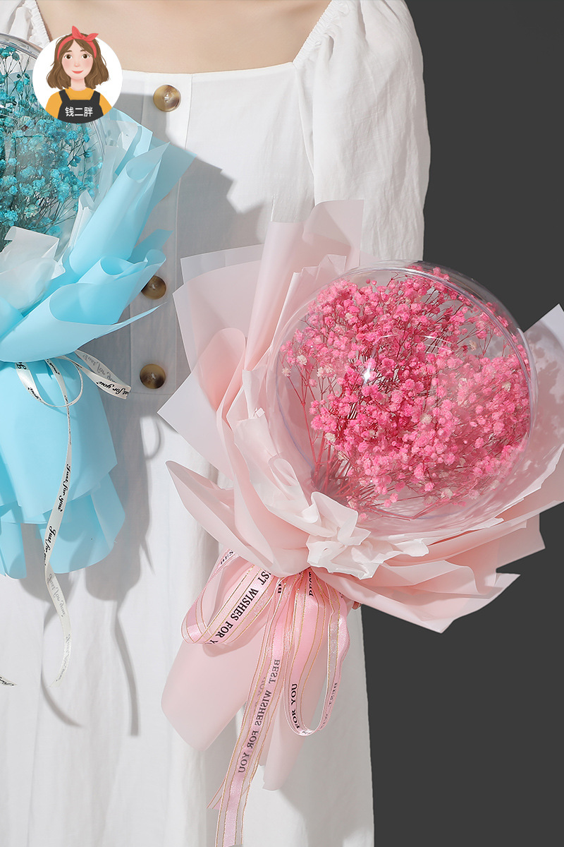 郁金香波波球小红花亚克力球透明球pvc加厚波波球花束diy制作材料