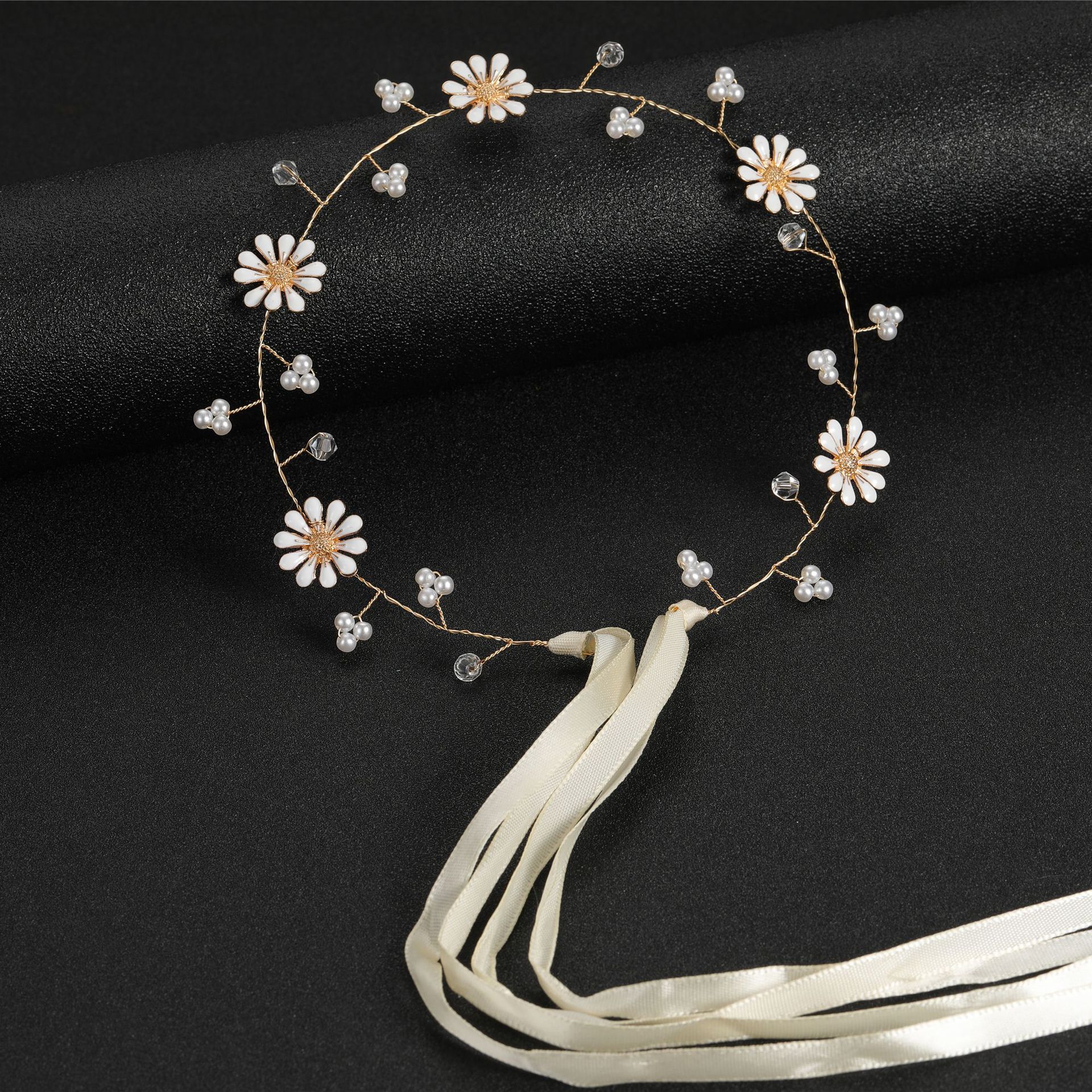 日韩新娘发带森系菊花水钻唯美清新伴娘头环头饰发饰 跨境专供