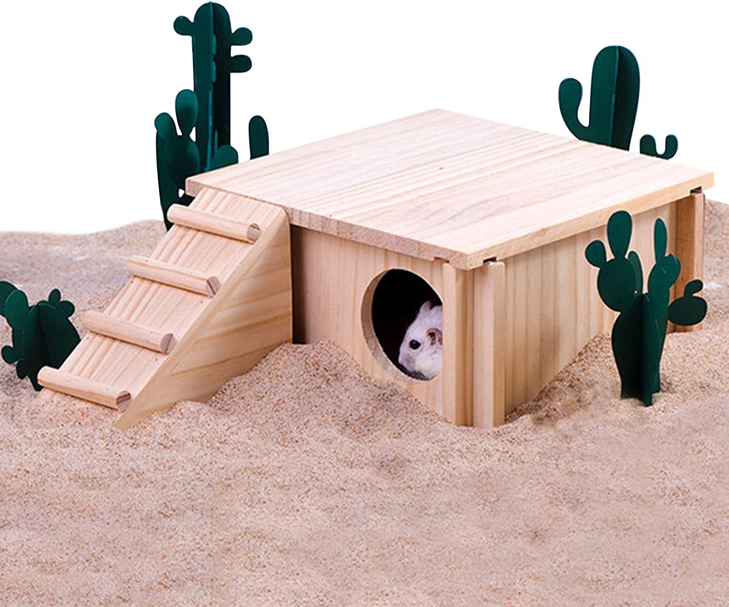 耐脏木楼梯双层仓鼠窝仓鼠居室躲避房子可拆卸可定水洗材质笼子