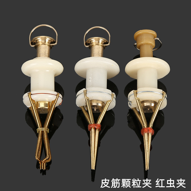 渔具配件 铜制上饵器蚯蚓红虫夹 塑料夹 红虫活蛆虫挂钩夹