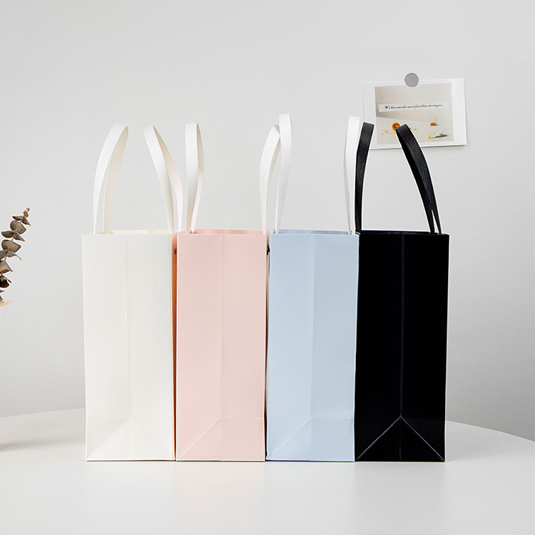 白色礼品袋精美黑色粉色购物手提袋子中大号简约包装袋礼物袋