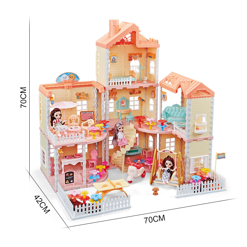 Children's Home Toys Baby Doll Doll Girl Princess Villa Assembled Light Sound Model Castle Gift