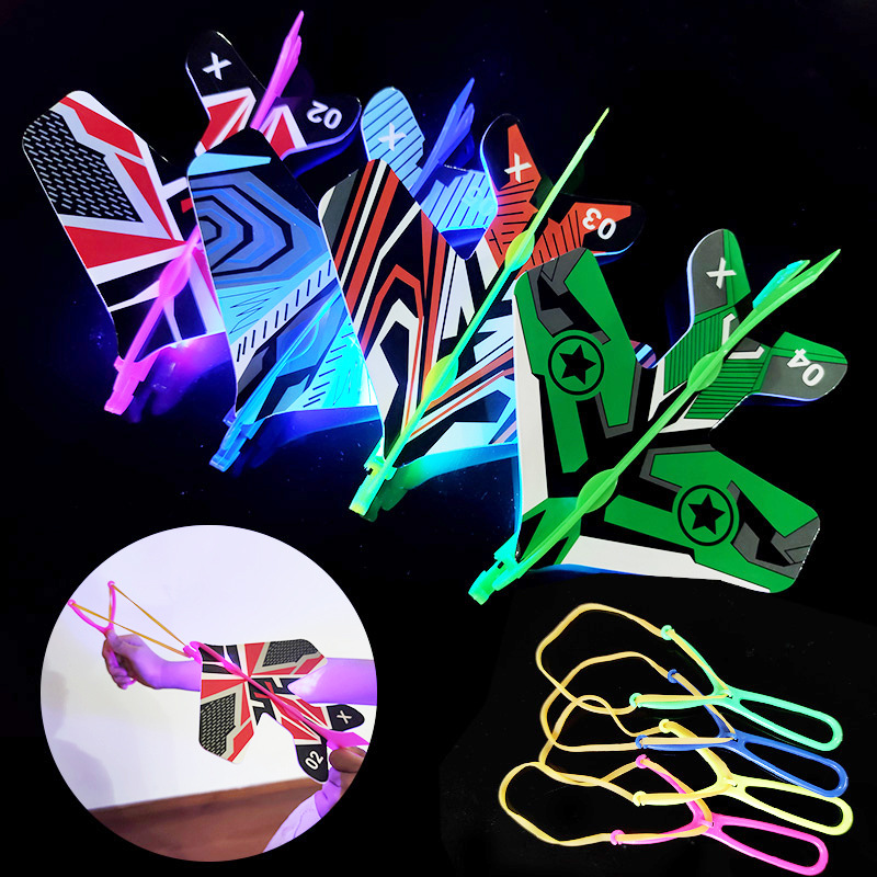 跨境玩具发光弹弓飞箭创意热卖飞天仙子闪光弹射小飞机货源批发