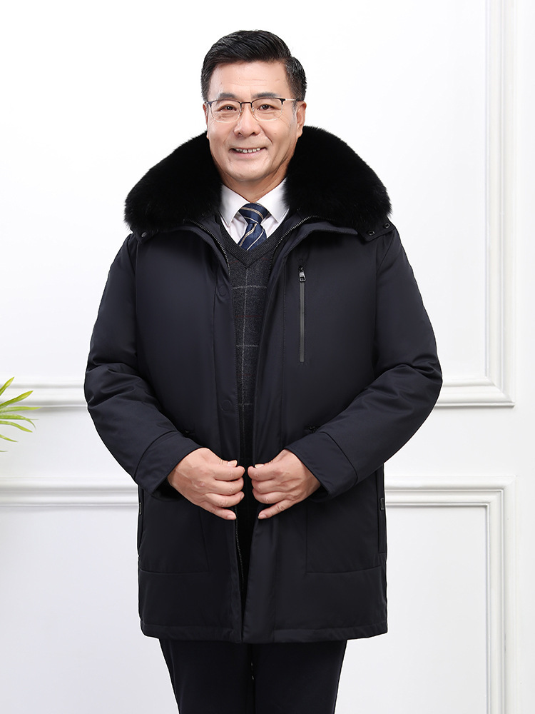 Dad Wear Middle-Aged and Elderly down Jacket Men's Winter New Thickened Warm Men's White Duck down Liner Detachable Men's Clothing