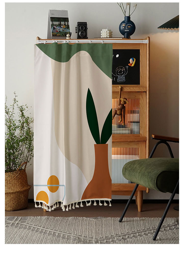 柜子遮挡帘可移动橱柜门帘帘子遮挡装饰滑轮洗衣台鞋架防尘帘布