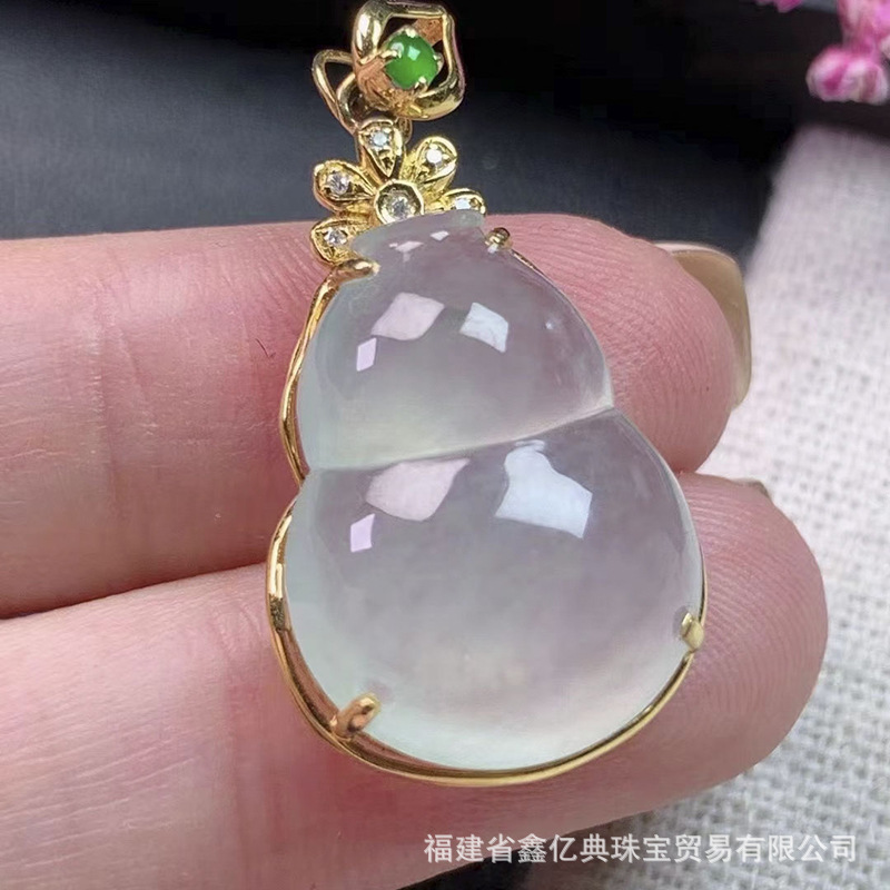 直播货源批发缅甸天然翡翠吊坠a货18k高冰 葫芦玉饰品带证书-阿里巴巴