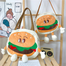 可爱多多系列汉堡包新款大容量单肩包学生上课斜挎包潮搭帆布包女
