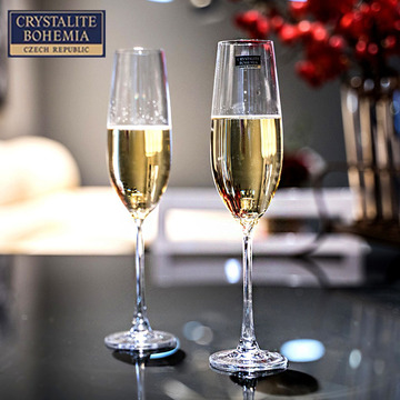 rona捷克进口水晶玻璃笛形香槟杯 酒店家用高脚杯气泡酒杯甜酒杯