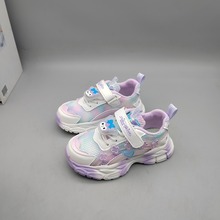 女童2024夏季新款单网儿童运动鞋亮灯网面透气女孩鞋