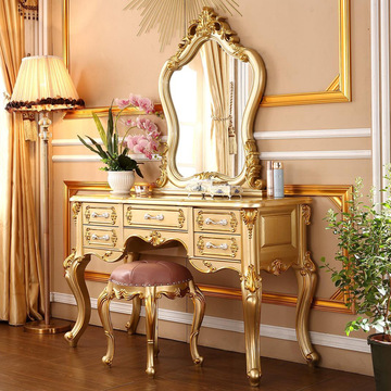 欧式梳妆台卧室豪华化妆桌实木公主化妆台法式收纳柜一体化妆妆台