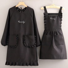 韩版长袖围裙家用厨房防污耐磨洋气罩衣女工作服logo印字围腰