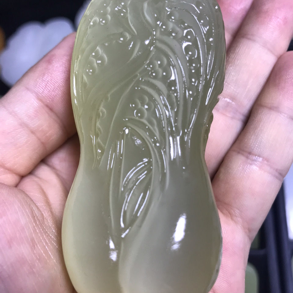 手把件男士盘玩真玉和田玉白菜把玩黄口料带猫眼大号手把玩件