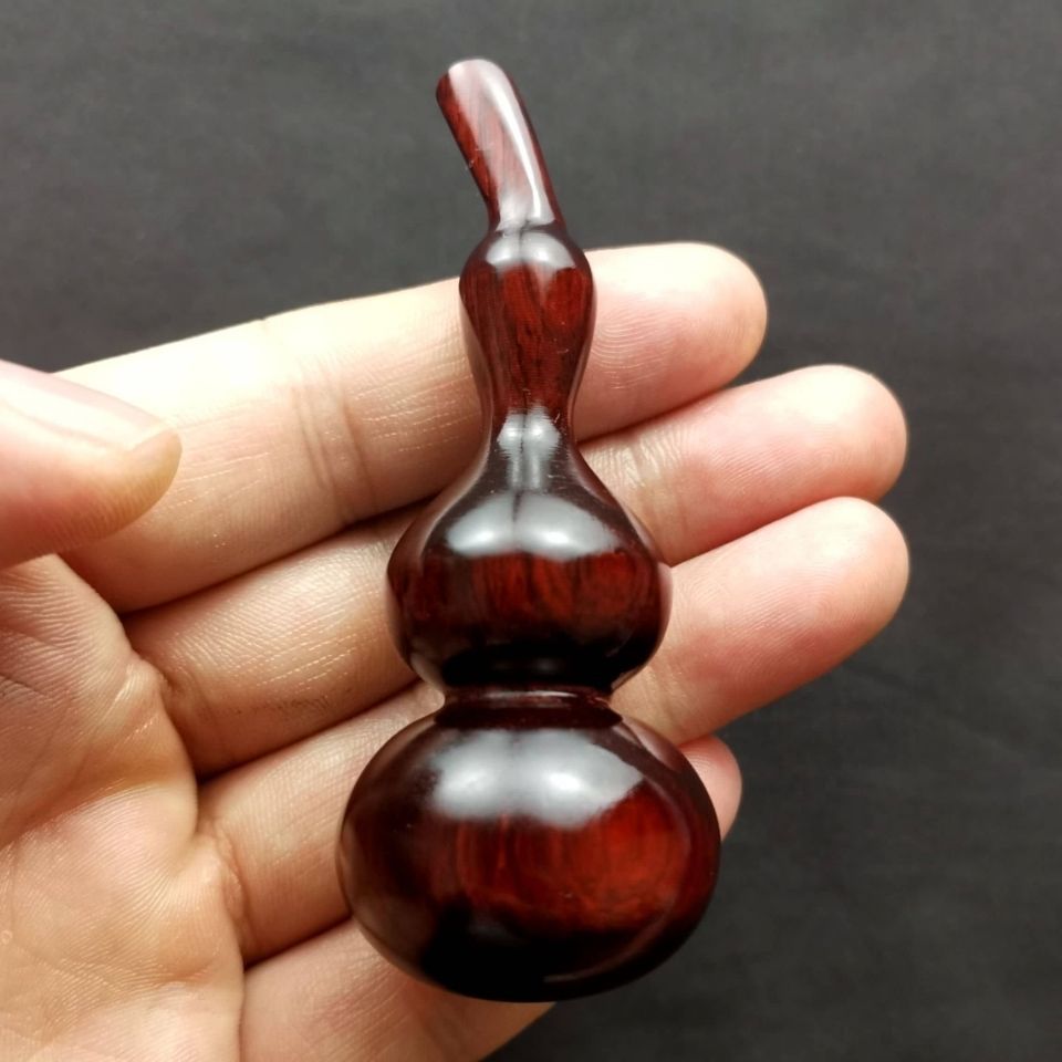 小叶紫檀木葫芦犀牛角紫檀紫光檀血檀木手把件手捻小实木文玩盘玩