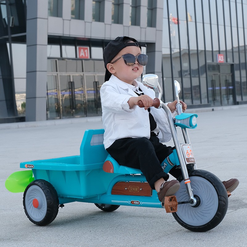 儿童三轮车脚踏车2-6岁双胞胎玩具双人带后斗玩具车童车