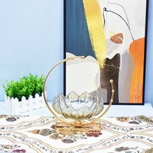 欧式水晶法国金果盘创意月亮客厅家用玻璃摆件家居装饰零食糖果罐
