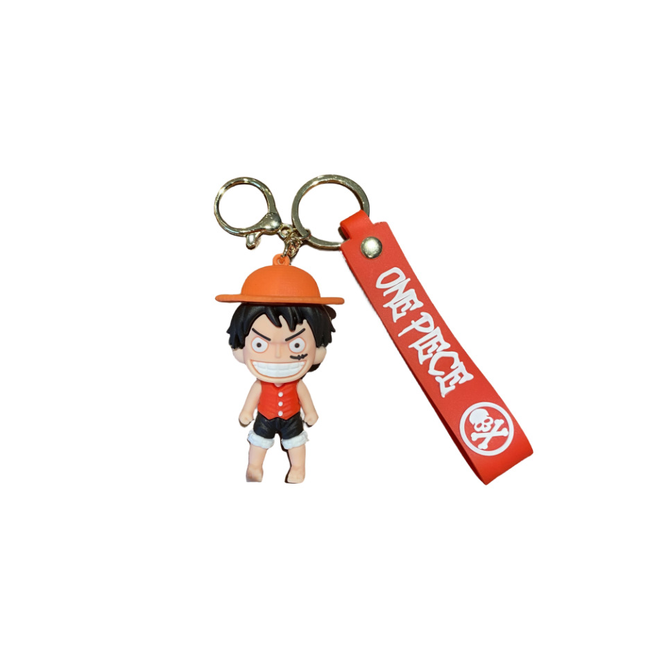 One Piece Cartoon Key Button Luffy Chopper Doll Schoolbag Pendant Car Key Chain Crane Machine Wholesale