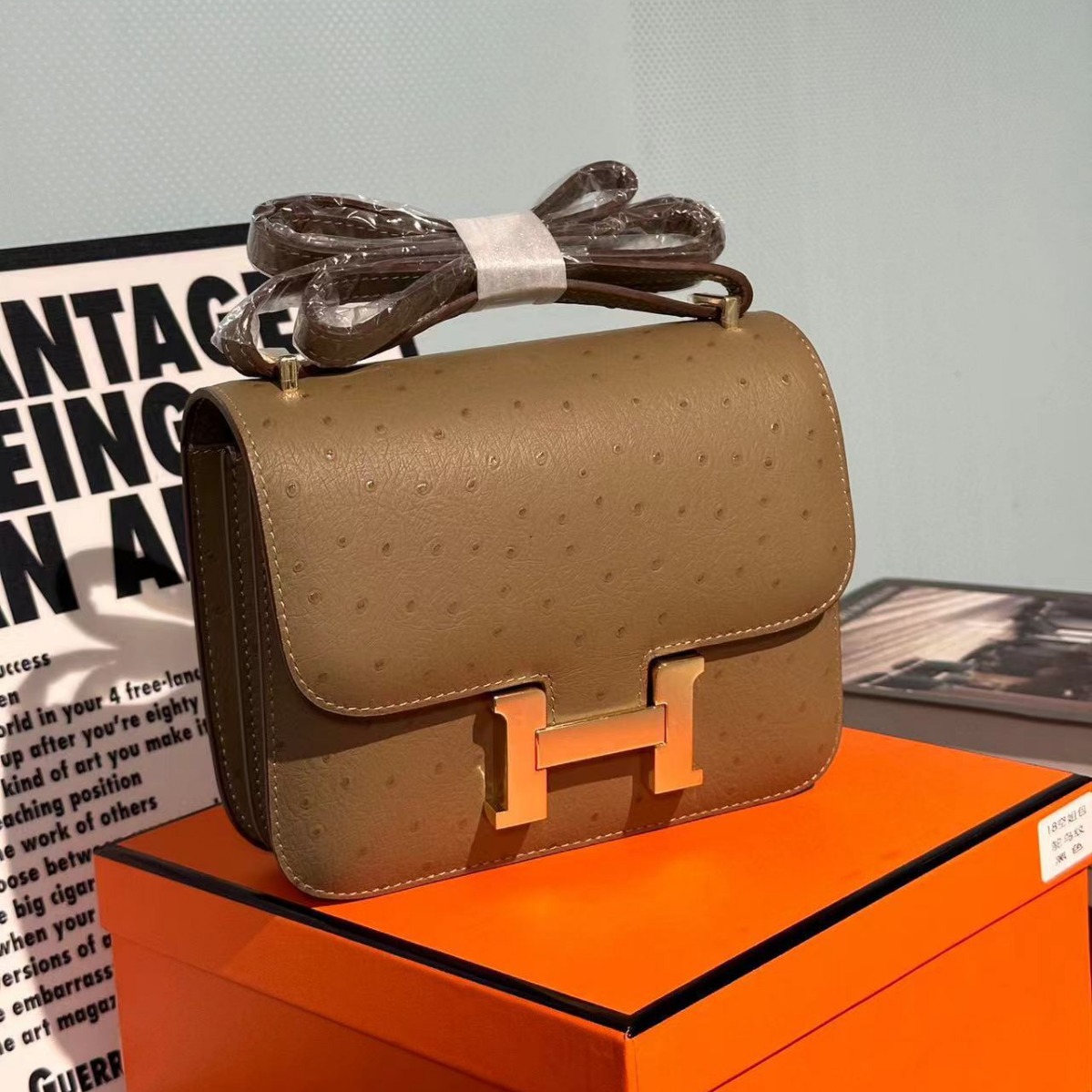 奢侈品名牌女包2024新款真皮鸵鸟纹康康包时尚空姐包高级单肩斜挎