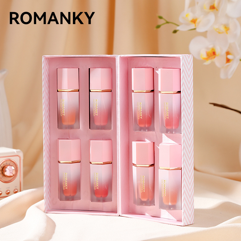 cross-border new 8-color hexagonal liquid blush set gift box blush cream rouge matte moisturizing blush makeup