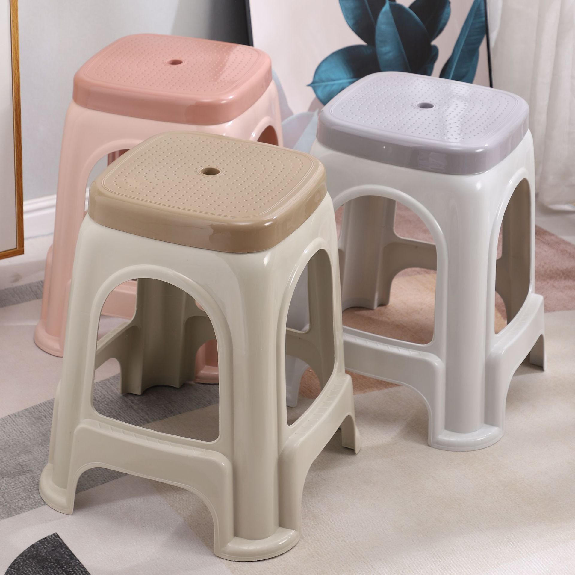 加厚塑料凳子家用熟胶经济型客厅餐桌椅登子成人塑胶高凳板凳方凳