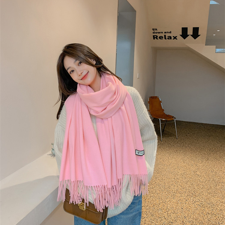 围巾女秋冬2024新款仿羊绒围巾纯色百搭男士披肩羊毛羊绒围巾批发