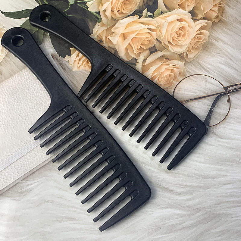 Large Thick Large Tooth Comb Hair Curling Comb Plastic Hairbrush Not Easy to Break Plastic Unisex Household Comb Frosted