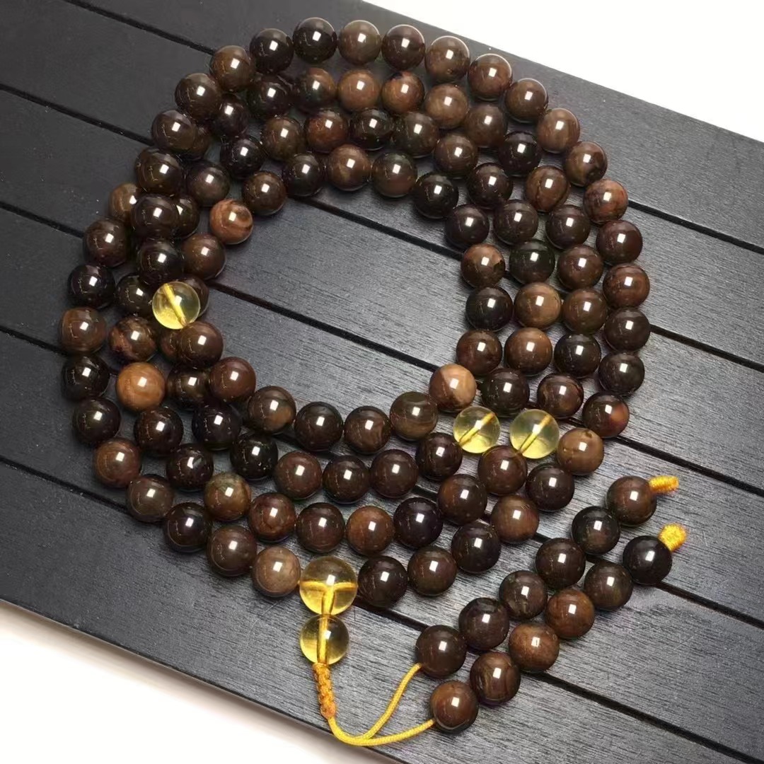 天然琥珀蜜蜡根珀108佛珠 纹路清晰 配饰挂件 厂家直销批发