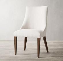 美式乡村复古实木家具美国RH意式现代极简约布艺餐椅北欧高端椅子