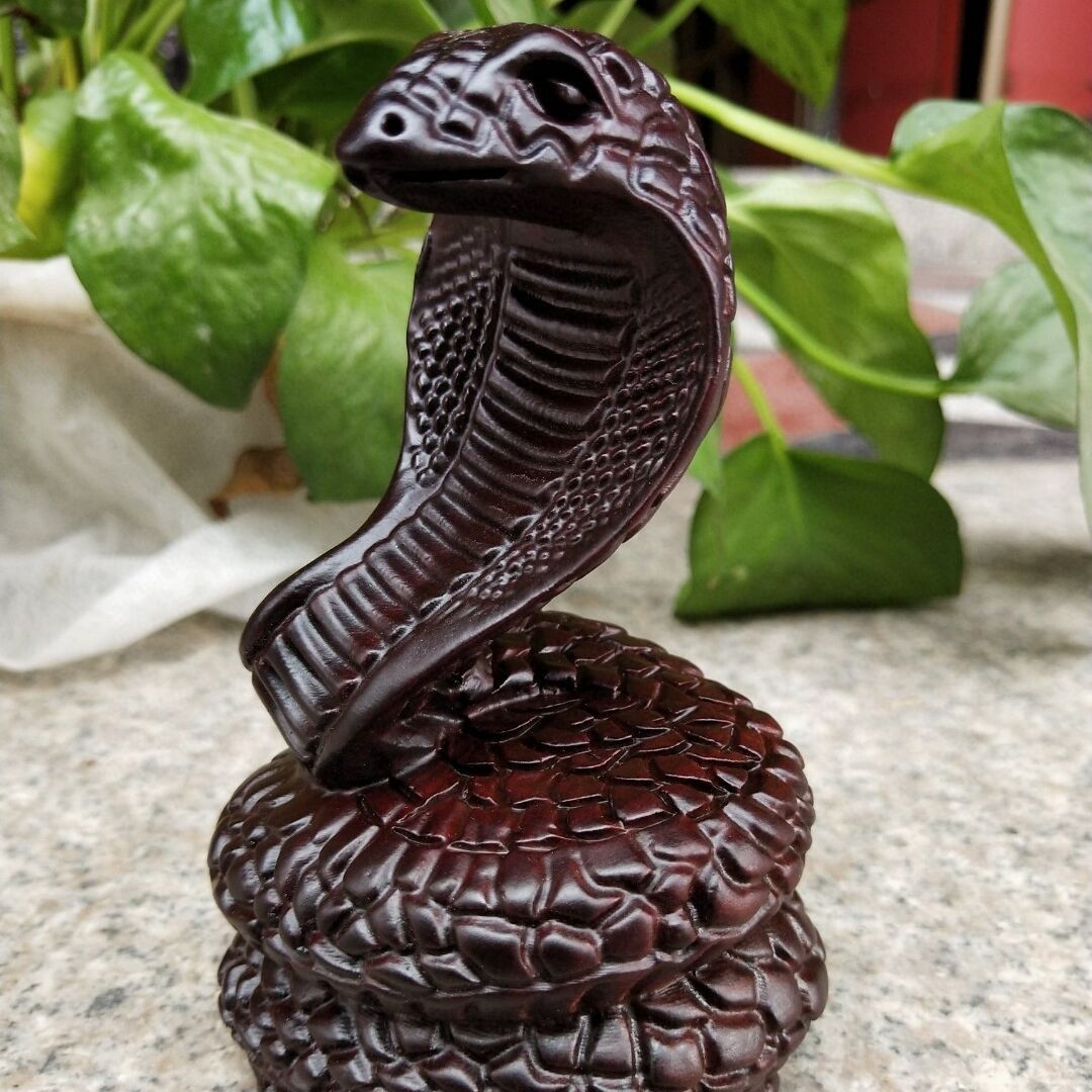 木雕蛇摆件红花梨实木雕刻十二生肖蛇王动物红木家居饰品工艺礼品
