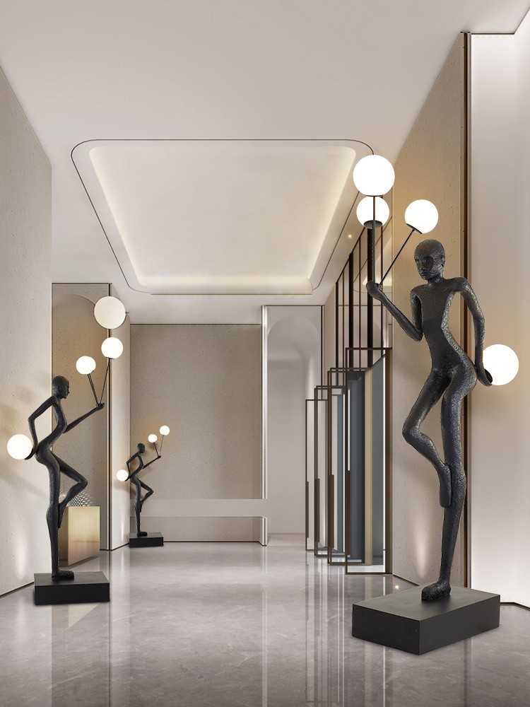 New Welcome Figure Sculpture Humanoid Floor Lamp Exhibition Hall Sales Department Hotel Lobby Shopping Mall Creative Art Ornaments