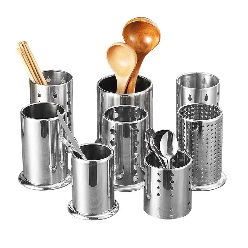 Stainless Steel Chopsticks Holder Draining Chopsticks Bucket Milk Tea Milk Collection Straw Bucket Knife and Fork Bucket Bbq Skewers Bamboo Stick Bucket Storage Bucket