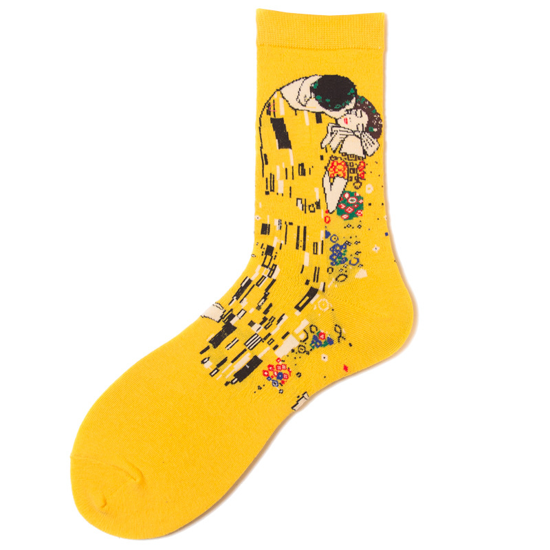 French Artistic Retro Fashion Youth Fashion European Version Happy Socks Artwork Series Lovers' Socks Ins Trendy Socks