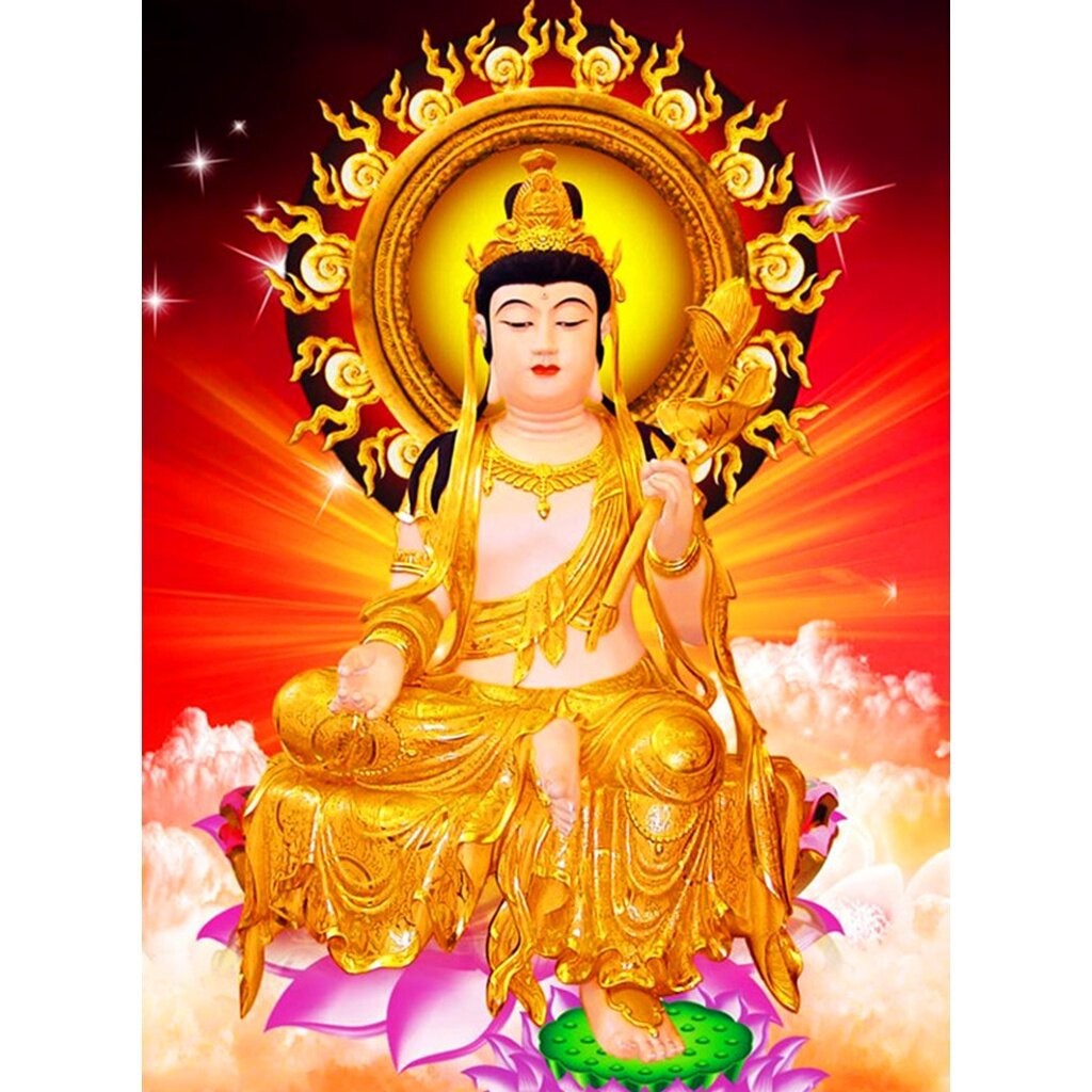 5d钻石画满钻新款释迦摩尼佛教佛像中式金色坐莲佛祖玄关十字绣