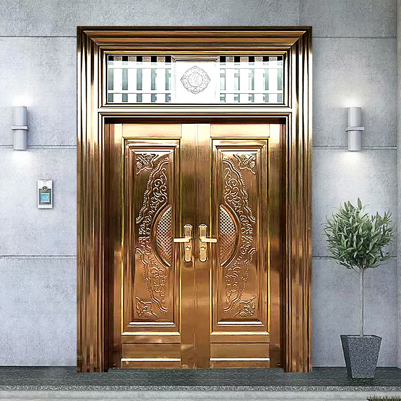 不锈钢门双开农村别墅庭院入户进户家用客厅玻璃304防盗大门