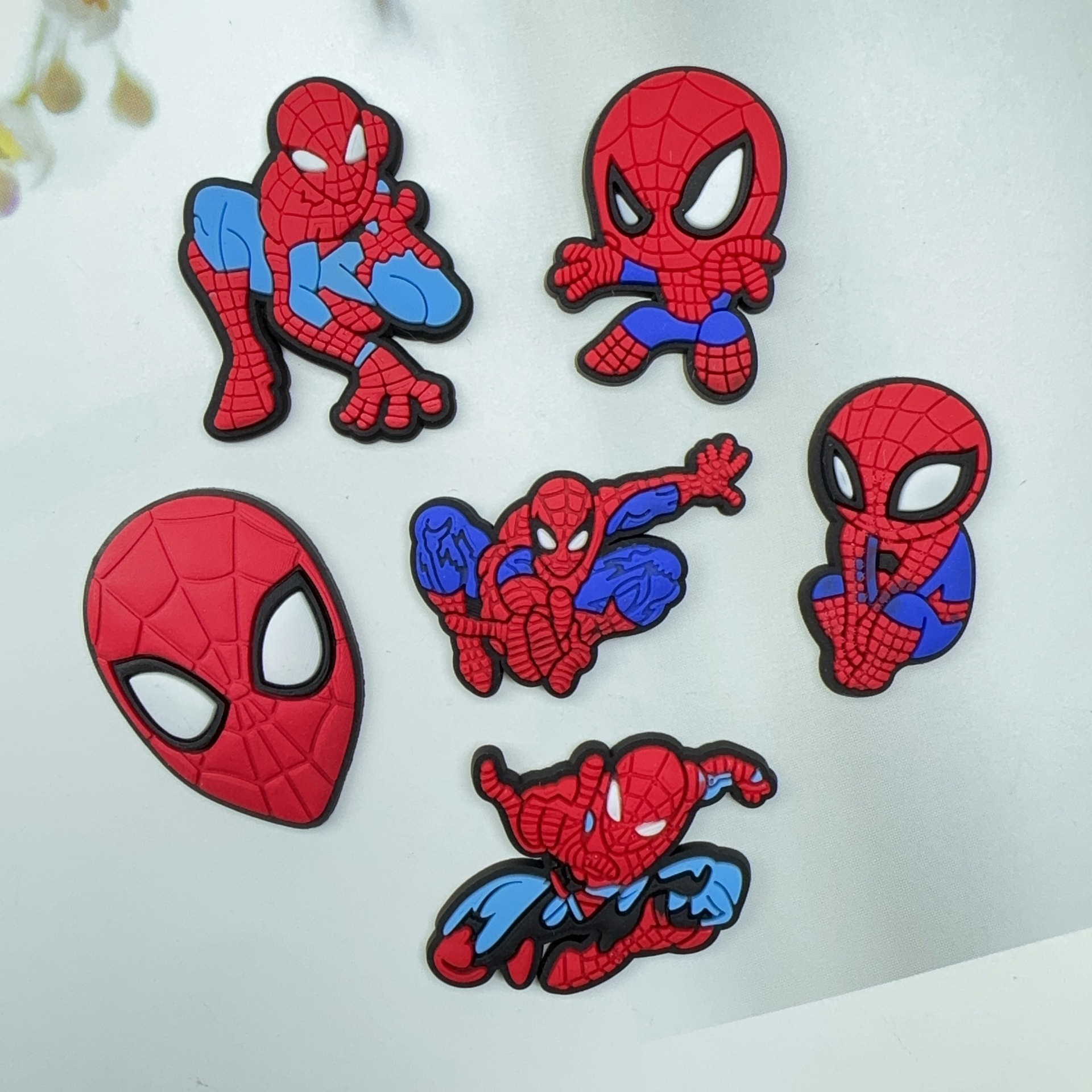 卡通蜘蛛侠系列PVC软胶配件diy手机壳儿童书包鞋子杯子饰品冰箱贴