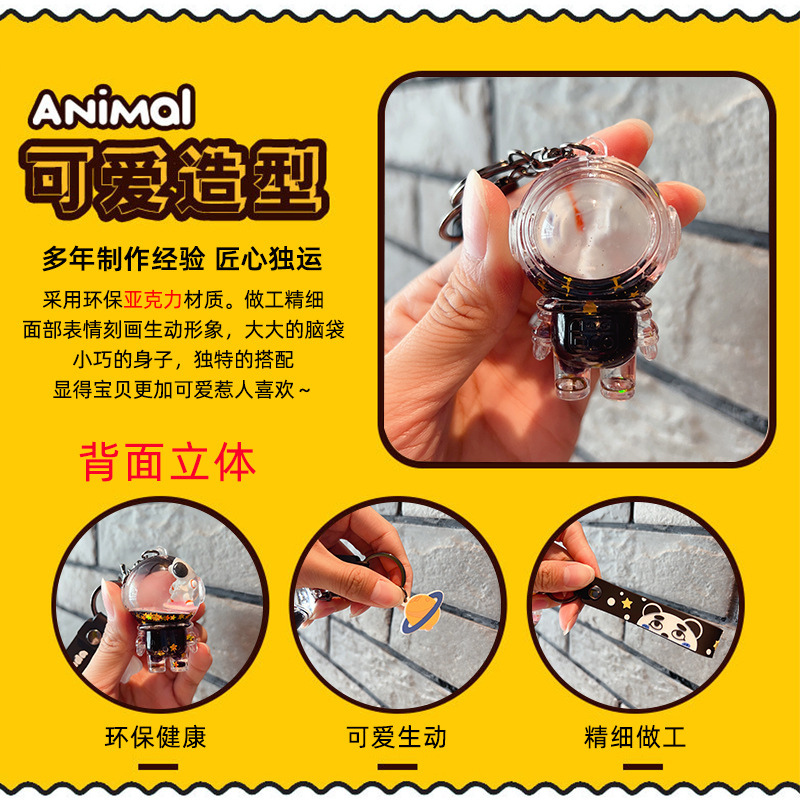 New National Fashion Panda Oil Drift Bottle Keychain Handbag Pendant Milk Pig Unicorn Liquid Key Chain Ring