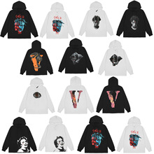 VLONE JERRY猎豹蟒蛇珍珠人像联名大V印花宽松连帽卫衣帽衫男女秋