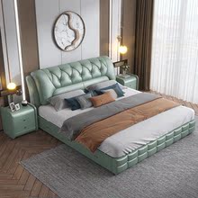 靠背床北欧主卧轻奢免洗布家用软包床家具布艺1.5m实木床卧室床