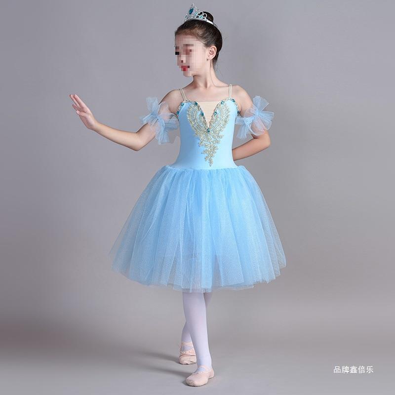 芭蕾舞风连衣裙少儿芭蕾舞团体演出服儿童蓬蓬幼儿吊带舞蹈表演服