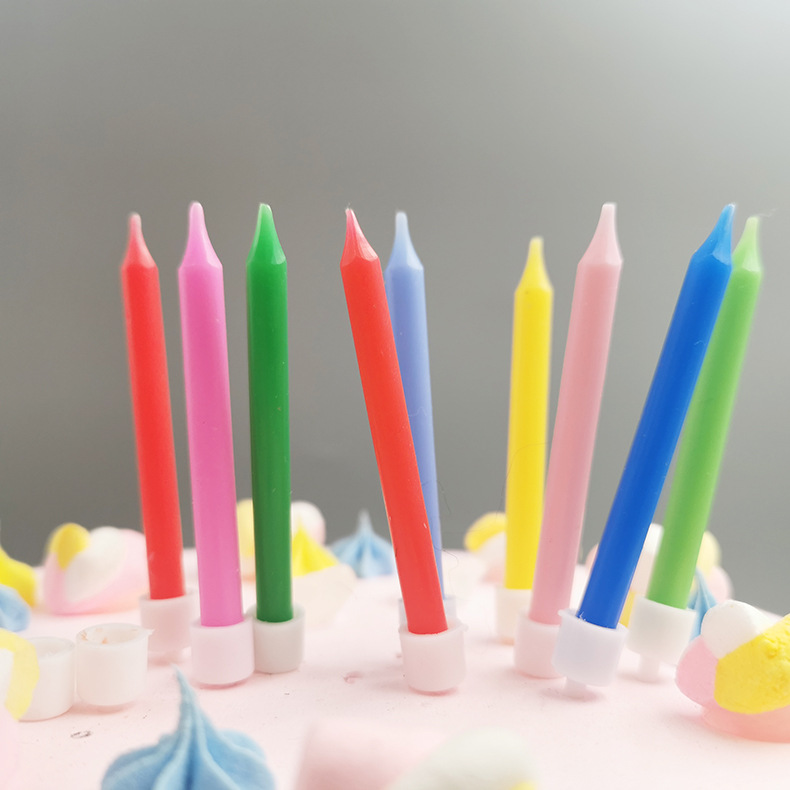 Colorful Jelly Color Long Brush Holder Polish Rod Colorful Birthday Cake Small Candle Children Macaron Color Party Birthday Candle