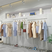 不锈钢服装展示架男女装店上墙吊架衣服货架天花板可伸缩型挂衣杆