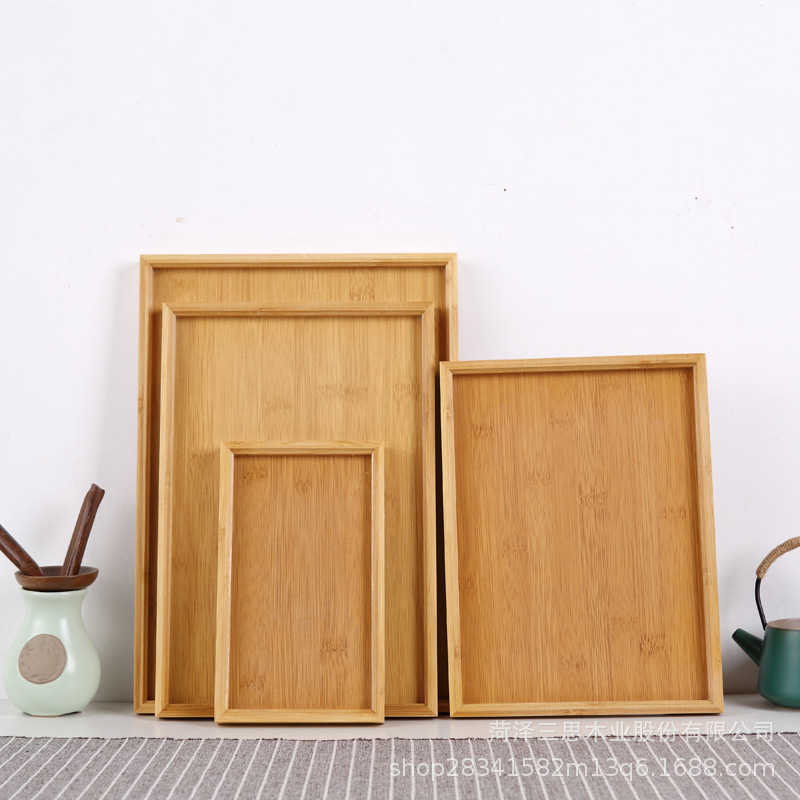 Bamboo Tea-Tray Japanese Tray in Stock Bamboo Tray Wooden Fruit Plate Wholesale Chinese Tea Cake Tray Bamboo Tray