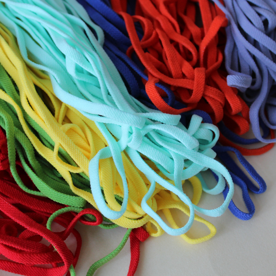 6mm彩色泡泡纱耳带 轻柔不勒耳口罩绳 一次性平面口罩个性化耳绳