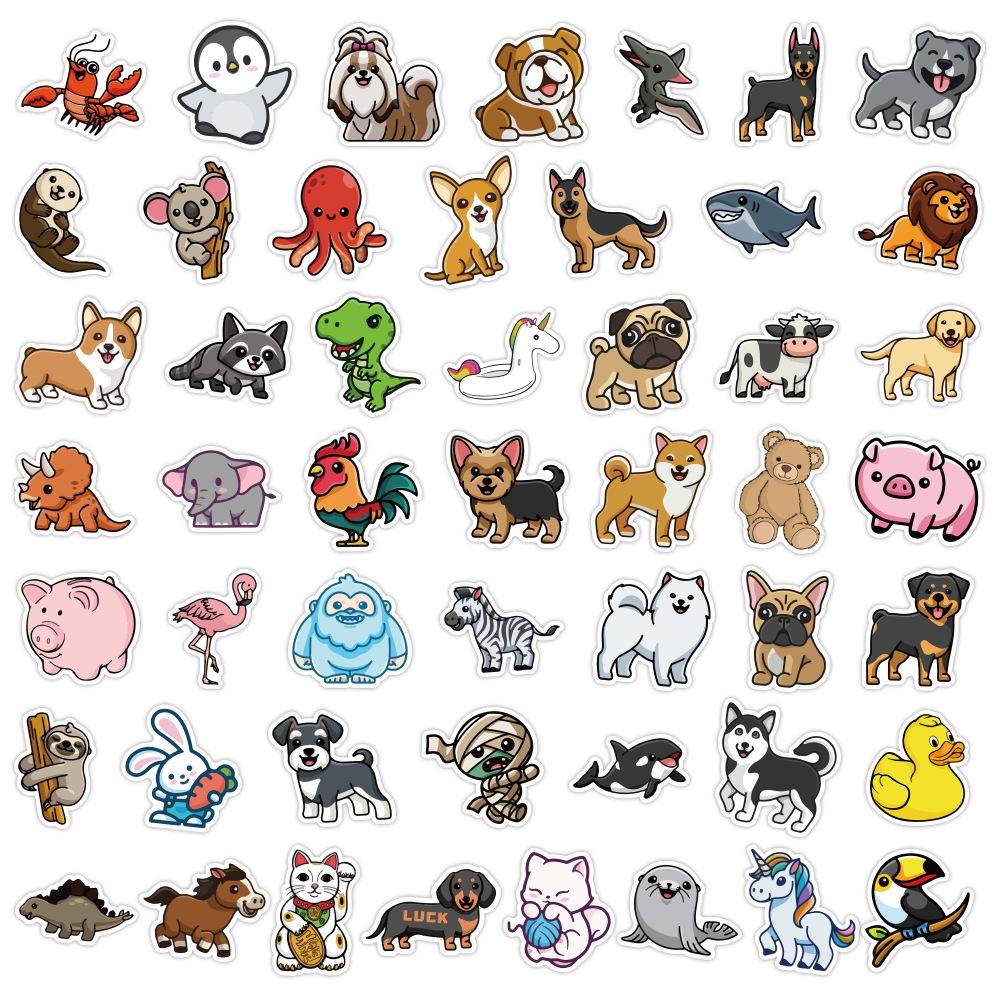 50-400张卡通可爱小动物贴画手机壳行李箱笔记本儿童文具手账贴纸