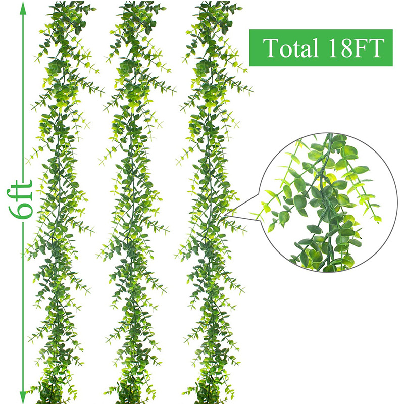 Amazon Artificial Green Plant Artificial Eucalyptus Garland Vine 1.8 M Ins Eucalyptus Wall Hanging Plant Fake Hanging