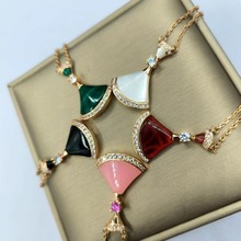 宝格丽红玉髓扇形扇子小裙子项链耳钉耳环耳坠18k蛇形蛇骨灵蛇